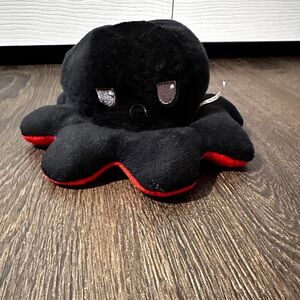 Moody Reversible Octopus Plush Stuffed Flipping Octopus Changing Face black red